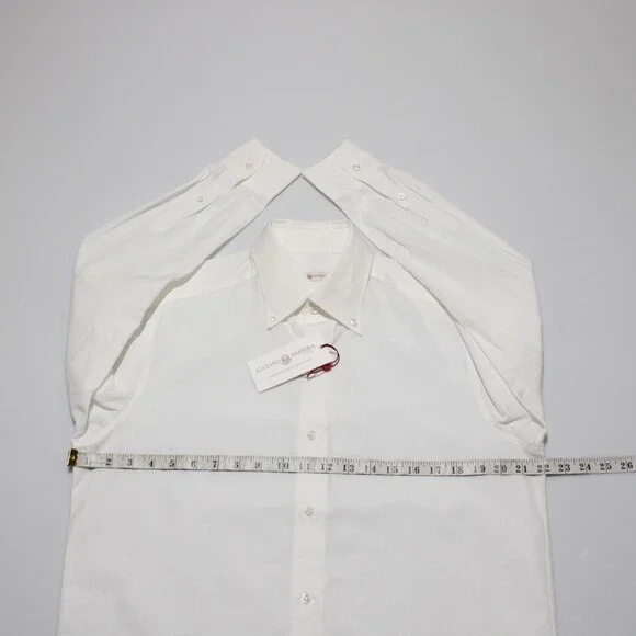 Luciano Barbera NWT Casual Button Down Shirt Size M in White Cotton & Linen